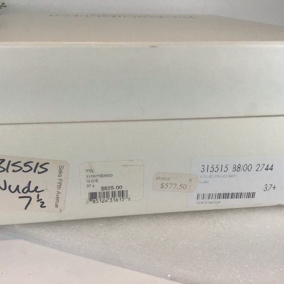 YVES SAINT LAURENT VITELLO VERN PATENT LEATHER SLINGBACK STILETTO HEELS NUDE 7.5 - Picture 14 of 16